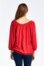 Women's Tie-Neck 3/4 Sleeve Peasant Top