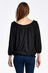 Women's Tie-Neck 3/4 Sleeve Peasant Top