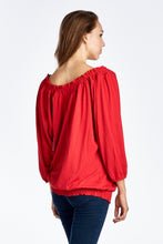 Women's Tie-Neck 3/4 Sleeve Peasant Top