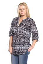 Women's 3/4 Three Quarter Sleeve Button Front Top