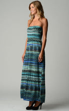 Women's Stripe Pattern Strapless Maxi Dress