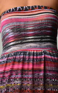 Women's Stripe Pattern Strapless Maxi Dress