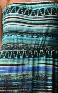 Women's Stripe Pattern Strapless Maxi Dress