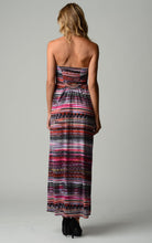 Women's Stripe Pattern Strapless Maxi Dress