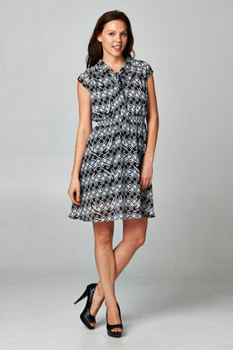 Women's Printed Tie Neck Dress