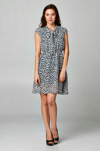 Women's Printed Tie Neck Dress