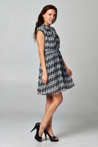 Women's Printed Tie Neck Dress