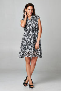 Women's Printed Tie Neck Dress