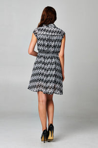 Women's Printed Tie Neck Dress