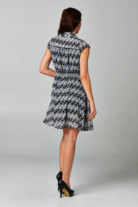 Women's Printed Tie Neck Dress