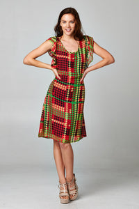 Women's Printed Chiffon Houndstooth Dress