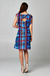 Women's Printed Chiffon Houndstooth Dress