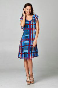 Women's Printed Chiffon Houndstooth Dress