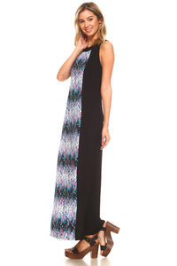 Women's Sleeveless Color Block Maxi Dress