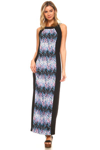 Women's Sleeveless Color Block Maxi Dress