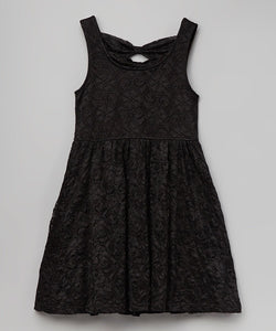 Girls Black Laced A-Line Kids Dress