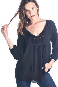 Women's Tassel Tie Loose Top