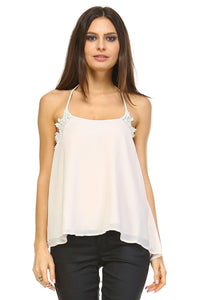 Women's Embroider Detail Halter Tank