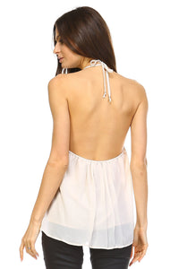 Women's Embroider Detail Halter Tank