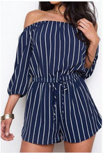 Women's Off Shoulder Stripe Romper