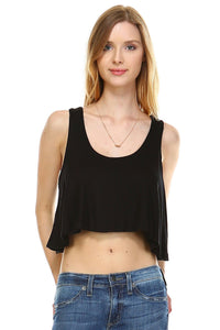 Women's Solid Color Loose Crop Tank