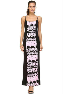 Women's Printed Contrast Maxi Tank Dress