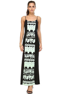 Women's Printed Contrast Maxi Tank Dress