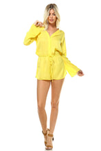 Women's Long Sleeve Waist Tie Romper