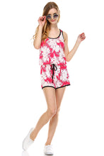 Women's Tropical Print Racer Back Sleeveless Romper