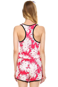 Women's Tropical Print Racer Back Sleeveless Romper