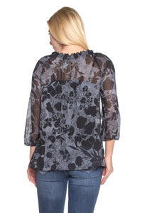 Women's Floral Printed Chiffon Button Front Top with Tank Lining