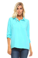 Women's Knit to Woven Button-Front Top