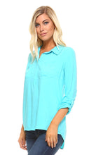 Women's Knit to Woven Button-Front Top