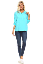 Women's Knit to Woven Button-Front Top