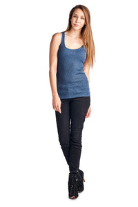 Women's Henley Tank with Lurex Thread