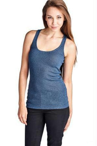 Women's Henley Tank with Lurex Thread