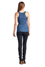 Women's Henley Tank with Lurex Thread