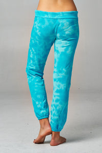 Women's Printed Tie Dye Foldover Waistband French Terry Sweatpants