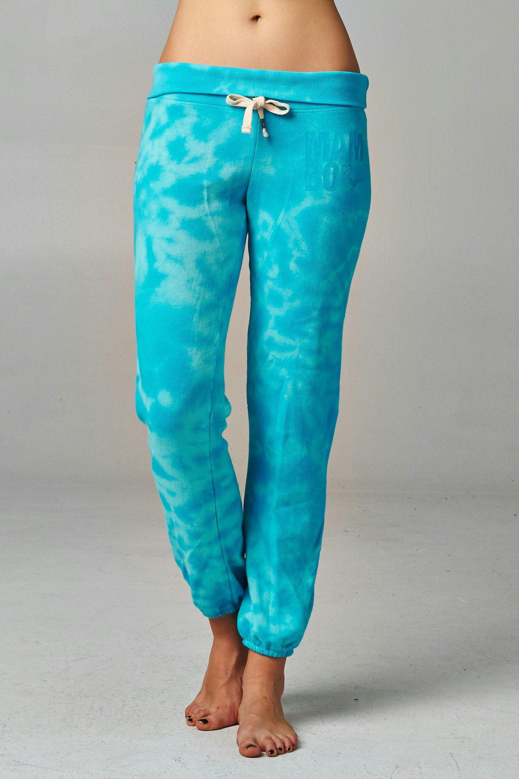 Women's Printed Tie Dye Foldover Waistband French Terry Sweatpants