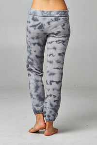 Women's Printed Tie Dye Foldover Waistband French Terry Sweatpants