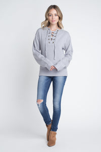 Women's Criss Cross Lace Up Pullover