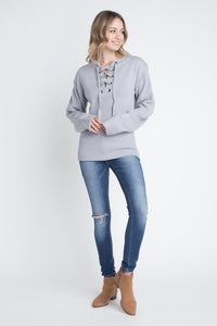 Women's Criss Cross Lace Up Pullover