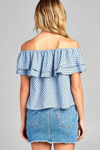 Women's Double Ruffle Off Shoulder Polka Dot Top