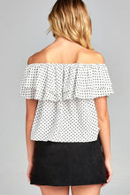 Women's Double Ruffle Off Shoulder Polka Dot Top