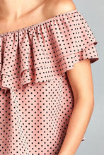 Women's Double Ruffle Off Shoulder Polka Dot Top