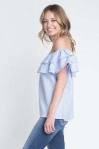 Women's Striped Off Shoulder Ruffle Stripe Blouse