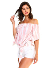 Women's Strapless Striped Bandage Blouse