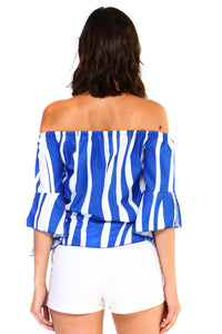 Women's Strapless Striped Bandage Blouse