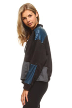 Women's Leather Patch Bomber Jacket