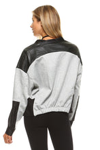 Women's Leather Patch Bomber Jacket